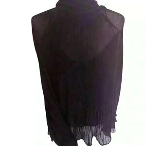 Banana Republic Pleated Blouse XL - Mock Neck, Accordion Pleats, Button